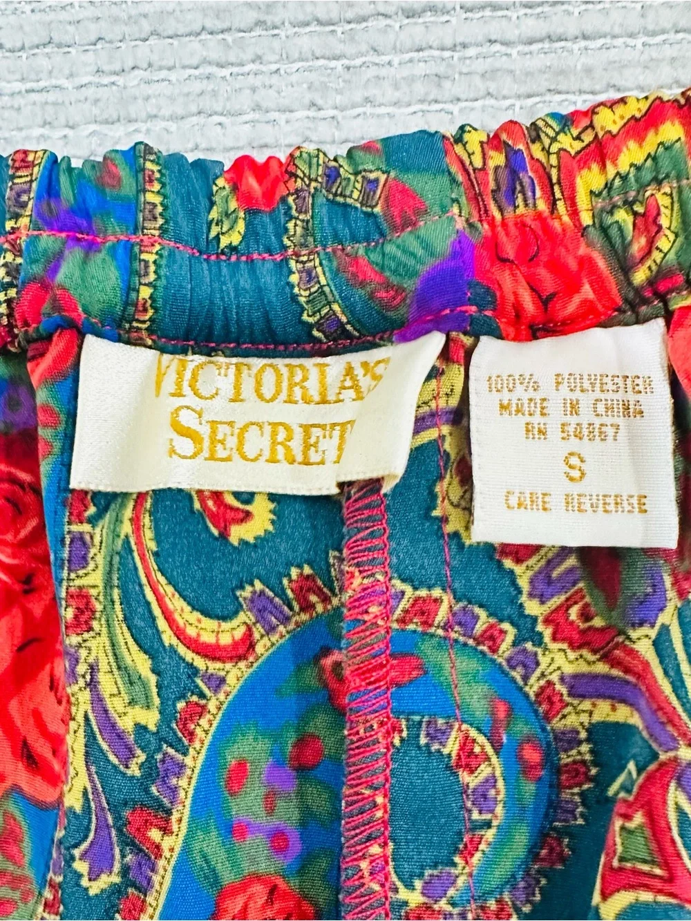 VTG 90s Victorias Secret Gold Label‎ Floral Silky Poly Lounge PJ Pants S/M